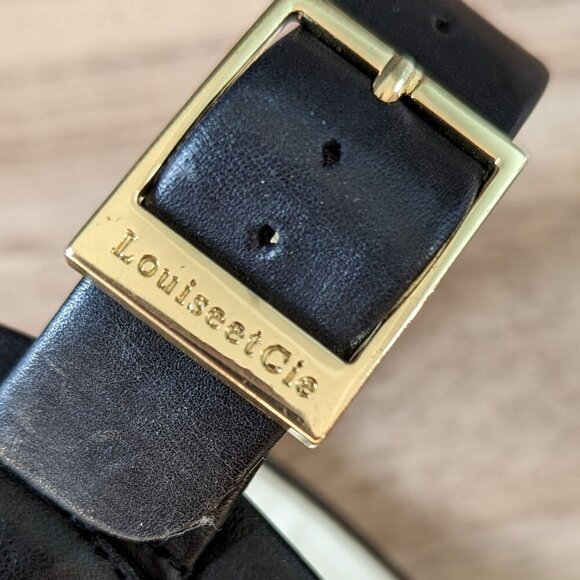 Louise et Cie Black Leather Block Heel Crossover Sandals - Picture 9 of 12